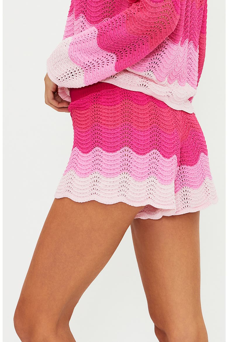 Balboa Knit Scallop Cover-Up Shorts, Alternate, color, ELECTRIC PINK