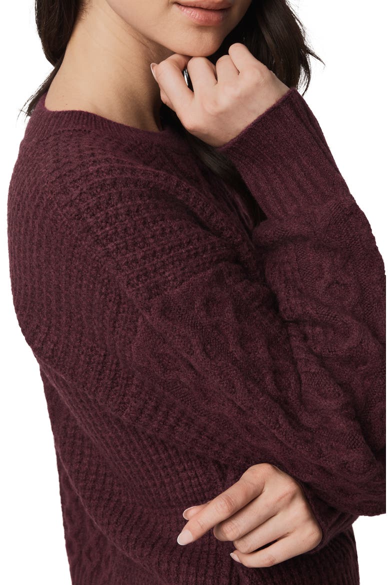 Celeste Cable Stitch Sweater, Alternate, color, DARK PLUM PURPLE