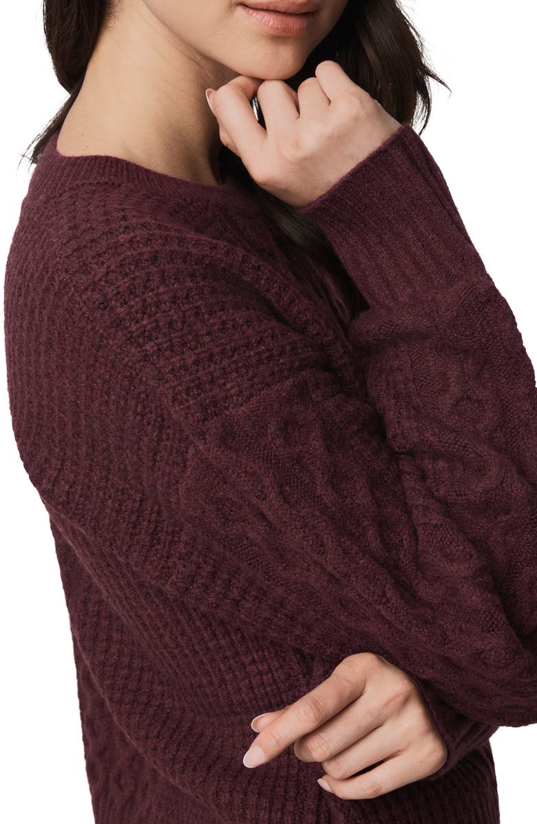 Splendid Celeste Cable Stitch Sweater, Alternate, color, Dark Plum Purple
