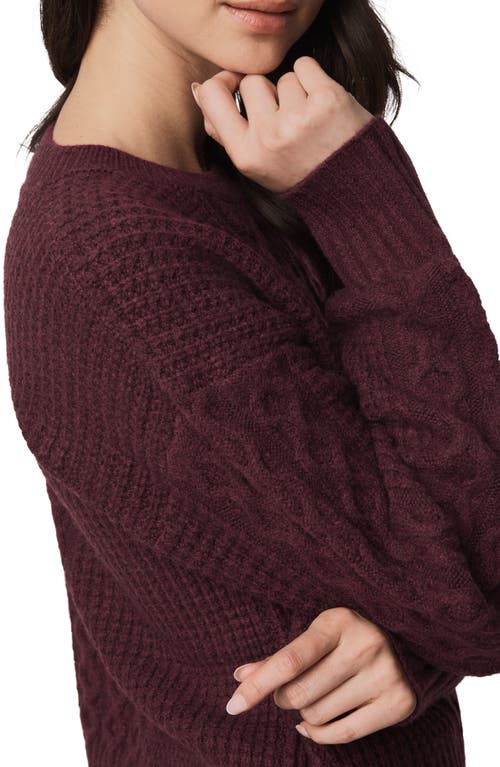 Splendid Novelty Pointelle Stitch Sweater In Burgundy