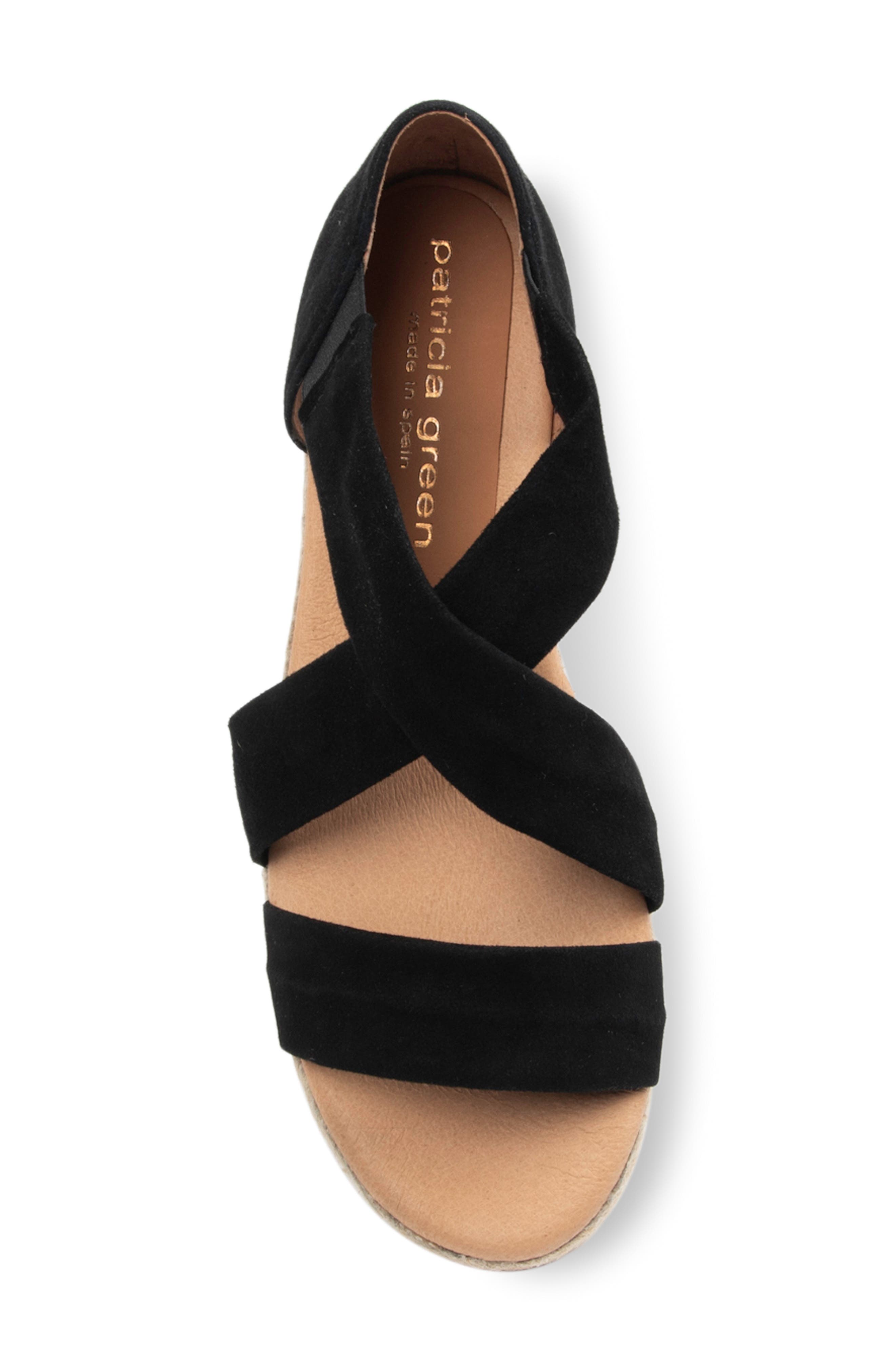 patricia green Eliza Platform Wedge Espadrille Sandal, Alternate, color, Black Suede