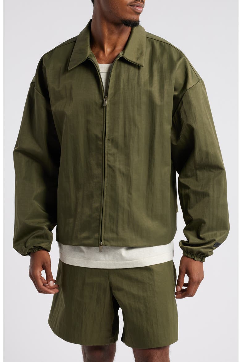 Gender Inclusive Embroidered Logo Textured Nylon Jacket, Alternate, color, MILITARY