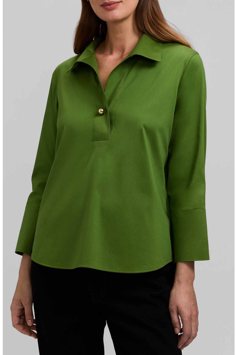 Catalina Matte Sateen Popover Top, Main, color, MOSS GREEN
