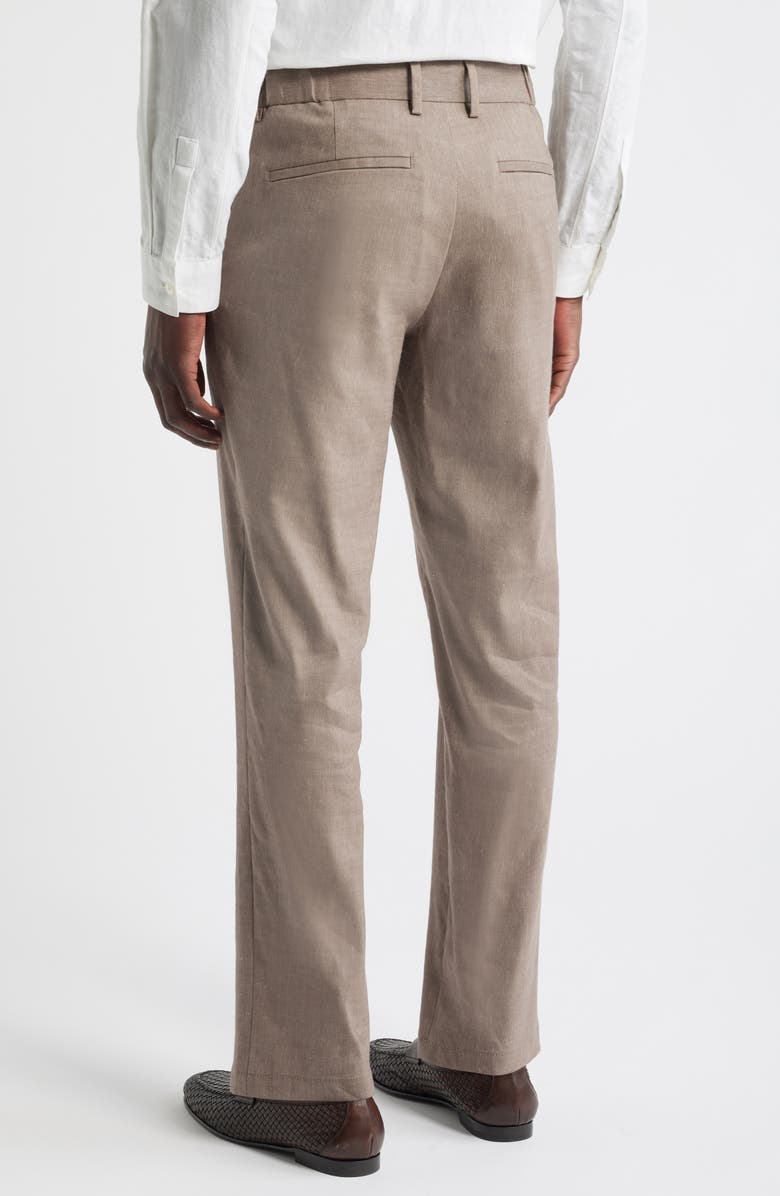 Nordstrom Linen Blend Flat Front Pants, Alternate, color, Brown Desert - Grey Fungi