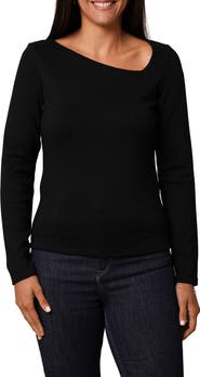 CYRUS Asymmetric Neck Long Sleeve Top