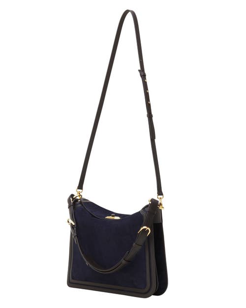 Lanvin Compagnon Asymmetrical Bag In Suede In Blue