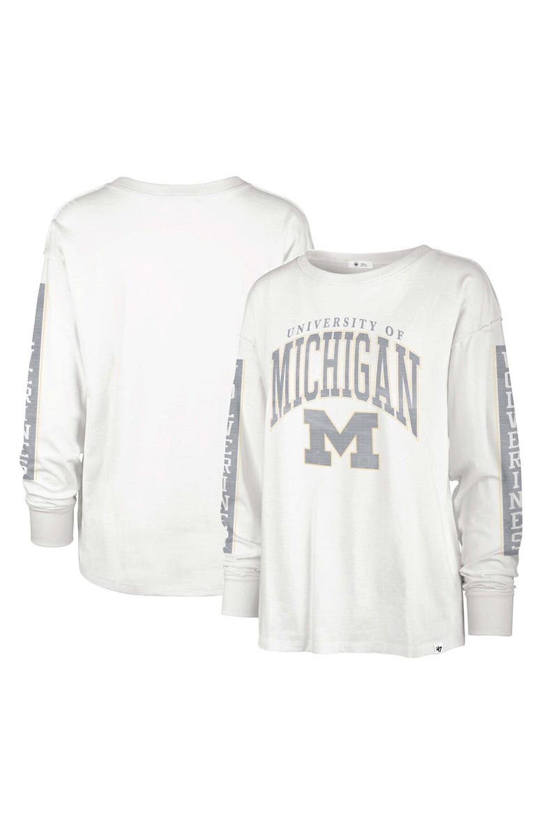 '47 Women's '47 White Michigan Wolverines Statement SOA 3-Hit Long Sleeve T-Shirt, Main, color, White