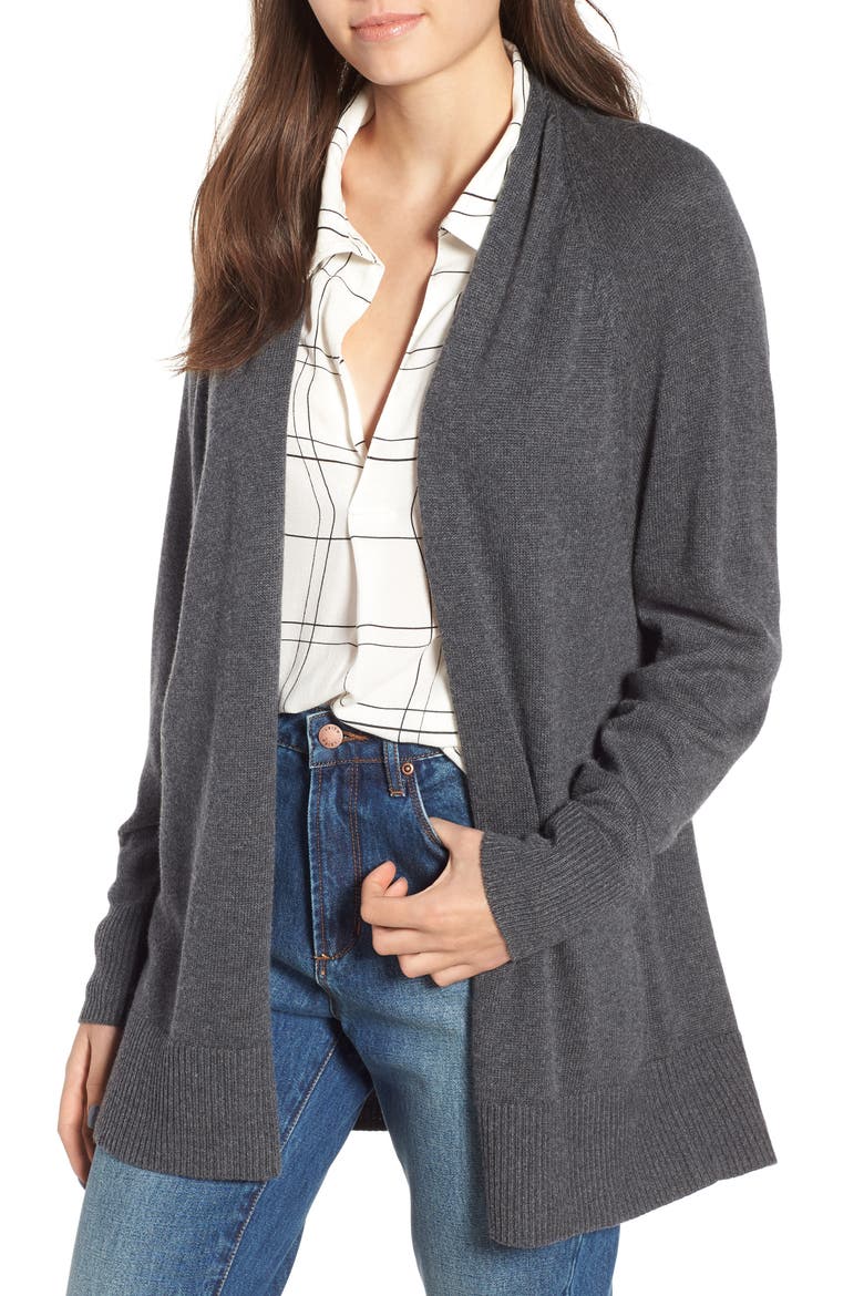 Boxy Cardigan, Main, color, GREY MEDIUM CHARCOAL HEATHER