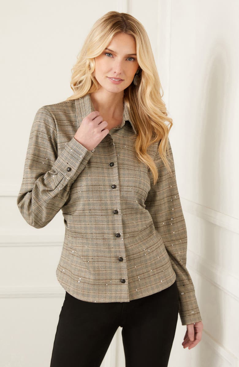 Karen Kane Side Pleat Sequin Shirt, Alternate, color, 