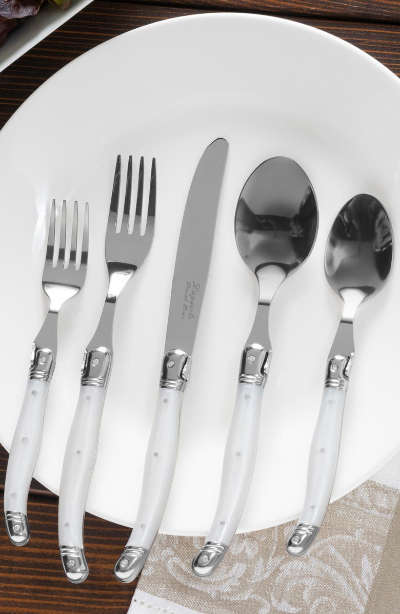 FRENCH HOME Laguiole 20-Piece Flatware Set, Alternate, color, White