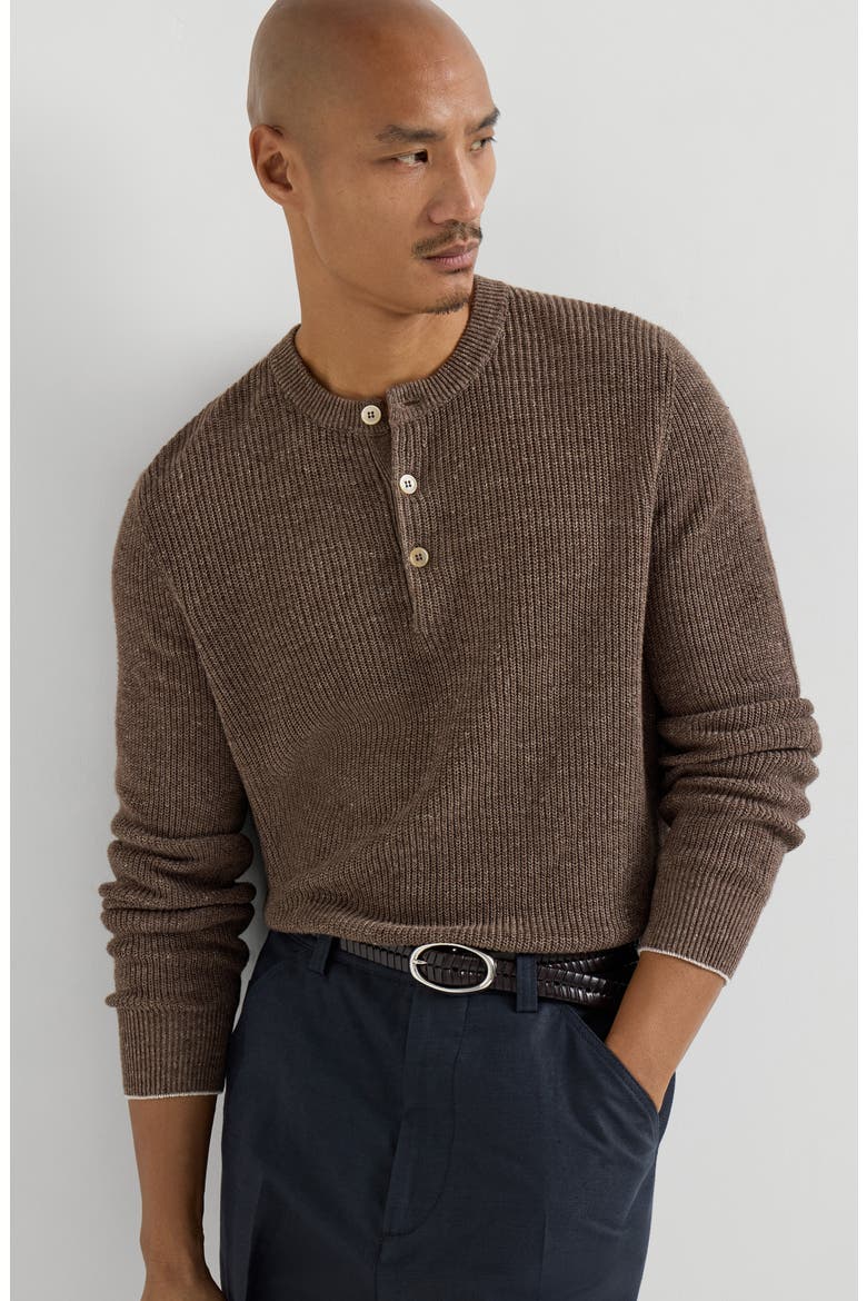 Sweater with Henley collar, Alternate, color, Hazelnut