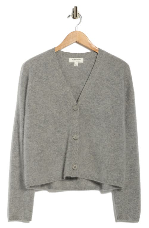 Nordstrom Brushed Cashmere V-neck Cardigan In Gray