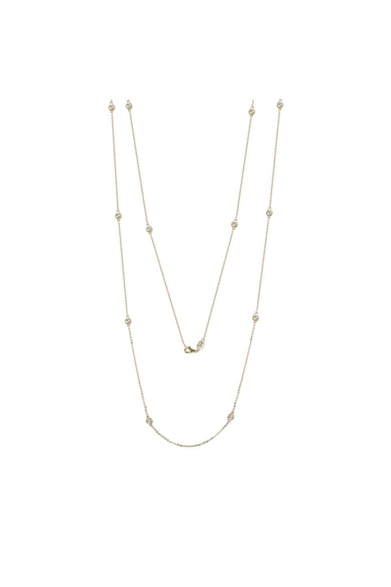 14K Gold 1.70cttw Bezel Diamond Station Necklace - 36 Inch, Alternate, color, Yellow Gold