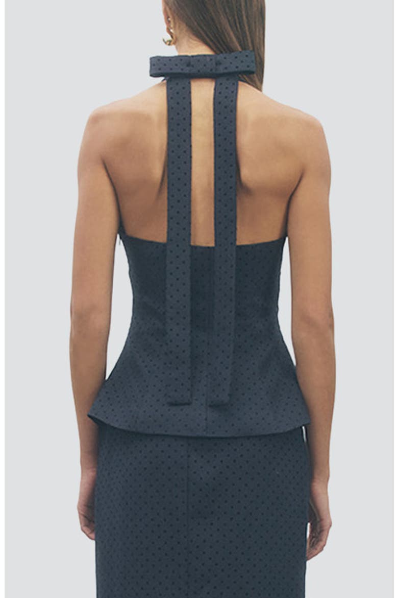 Brynn Peplum Halter Top, Alternate, color, NAVY BLACK