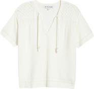 CITY BLUES Tie Neck Pointelle Top