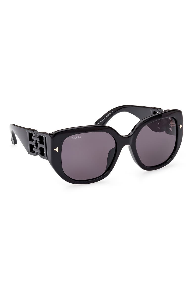 56mm Square Sunglasses, Alternate, color, SHINY BLACK / SMOKE
