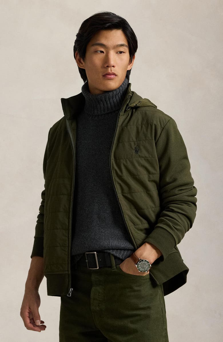 Polo Ralph Lauren Mixed Media Hooded Jacket, Alternate, color, 