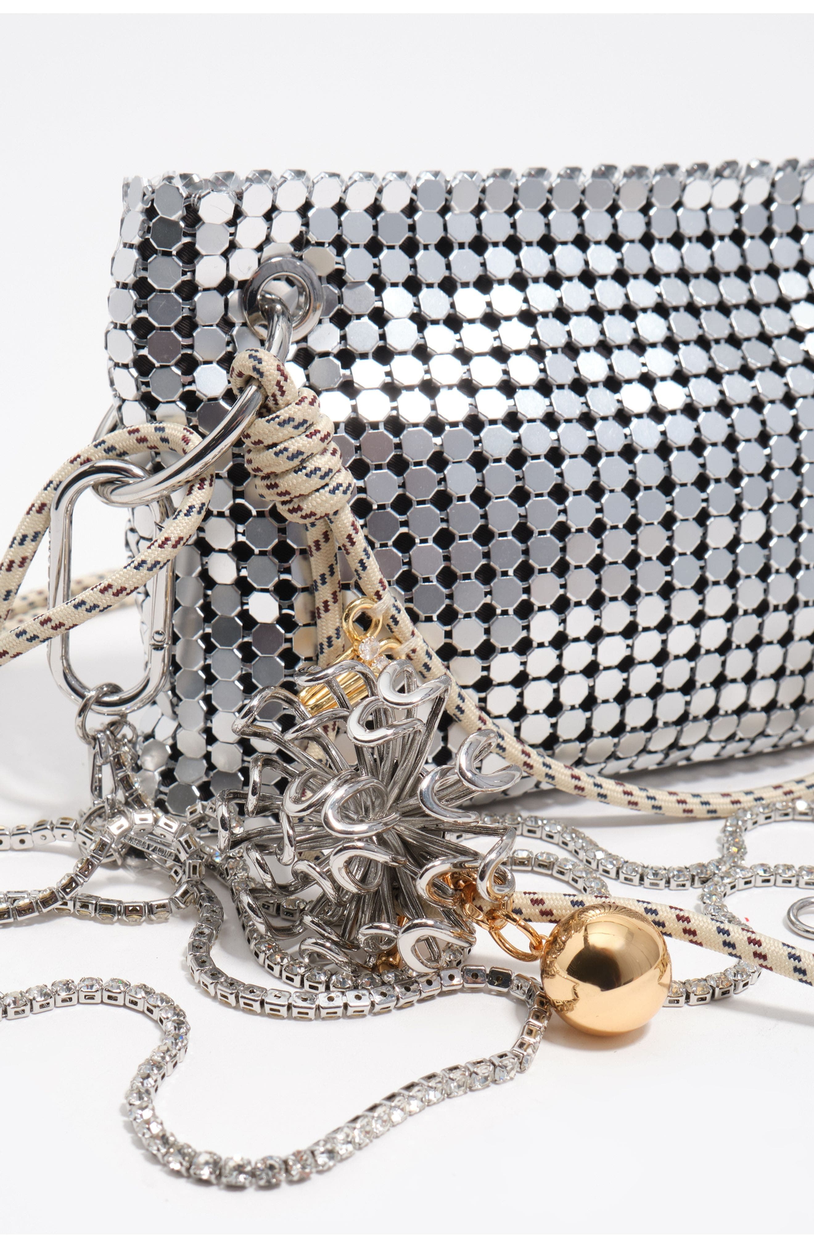 Bimba y Lola Metallic Mesh Mini Bag, Alternate, color, Silver