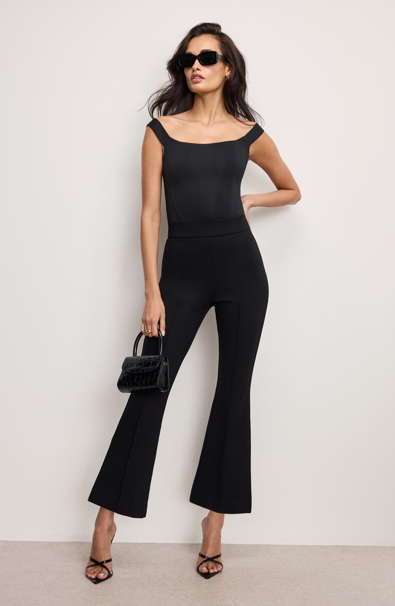 Good American Soft Stretch Kick Flare Ponte Pants, Alternate, color, Black001