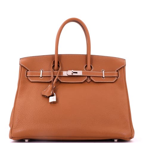 Birkin Handbag Brown Togo with Palladium Hardware 35
