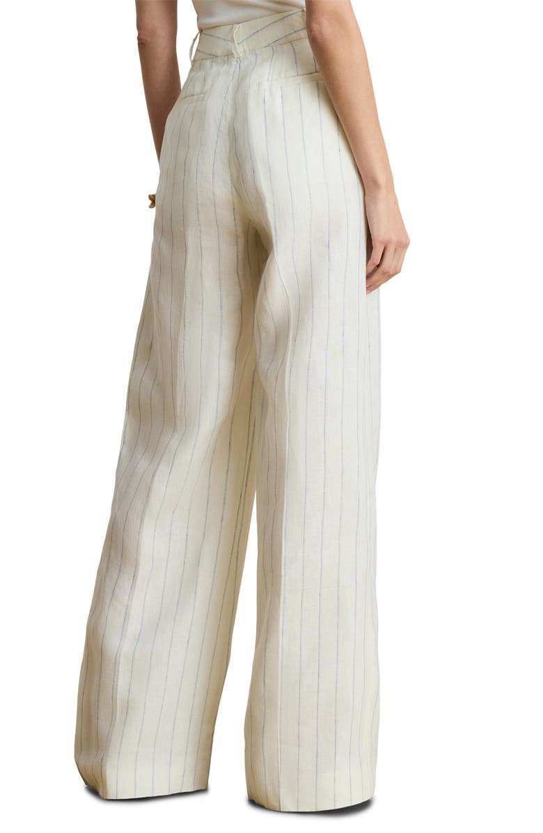 Lauren Ralph Lauren Stripe Linen Wide Leg Pants, Alternate, color, White/ Blue Multi