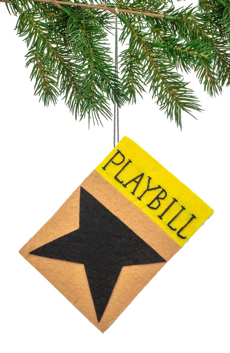 Silk Road Bazaar Handmade Playbill Felted Wool Ornament, Main, color, Tan