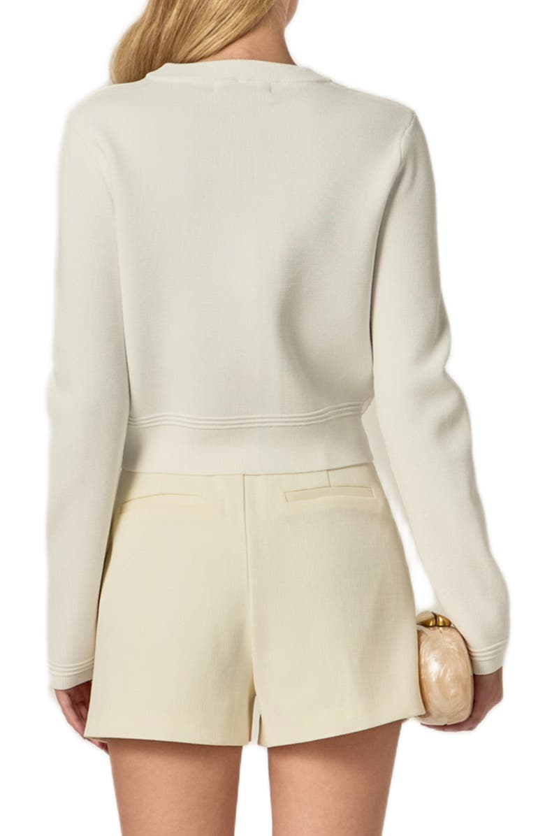 English Factory Embellished Bow Button Front Cardigan, Alternate, color, Off White