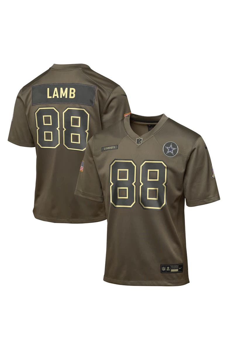 Nike Youth Nike CeeDee Lamb Olive Dallas Cowboys 2025 Salute to Service Game Jersey, Main, color, Olive
