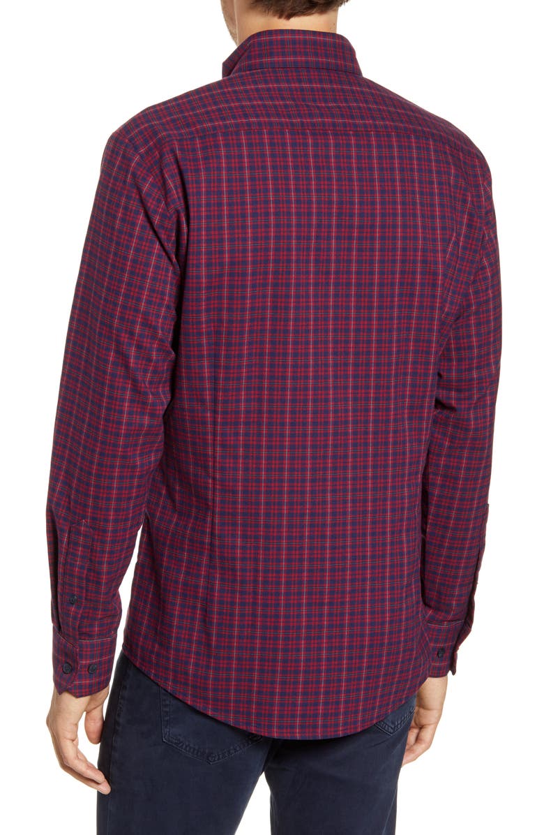 Mizzen+Main Wallace Trim Fit Plaid Flannel Button-Down Performance Shirt, Alternate, color, 
