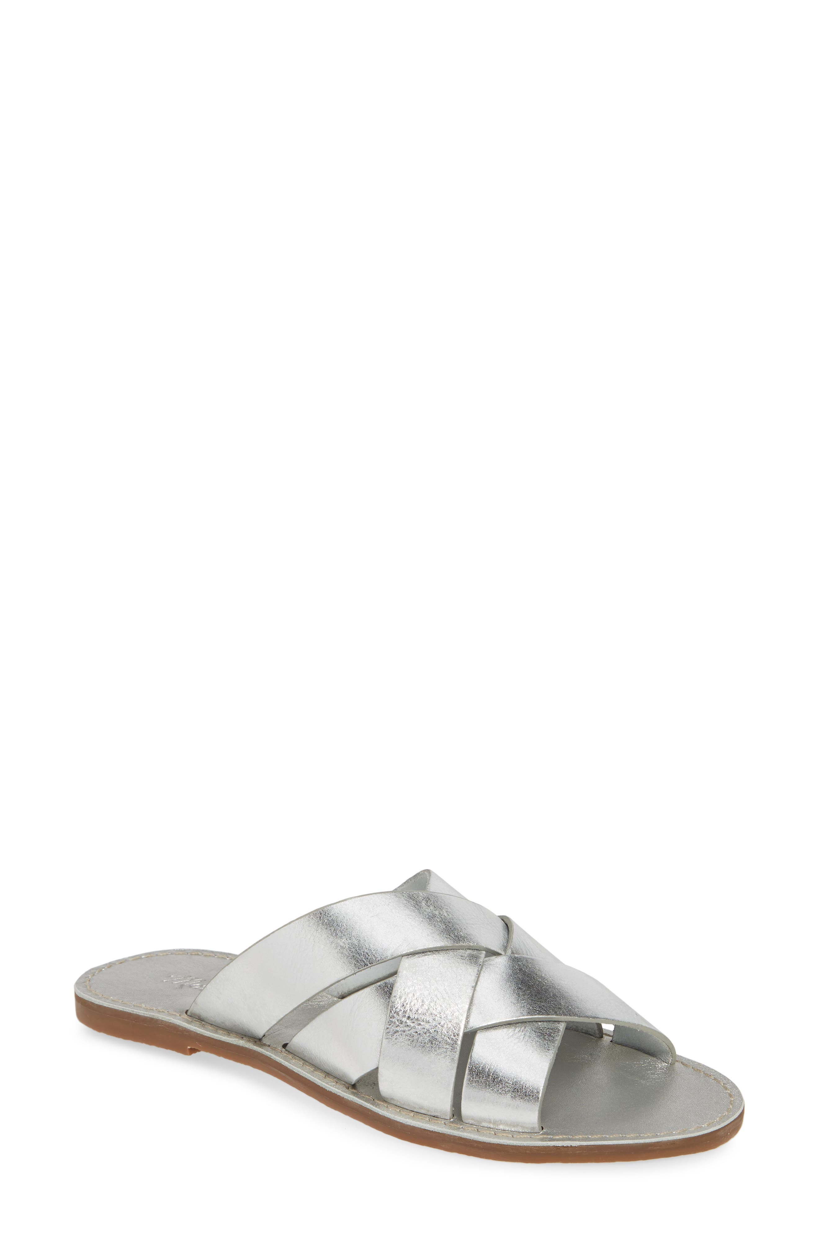 The Boardwalk Woven Slide Sandal, Main, color, SILVER