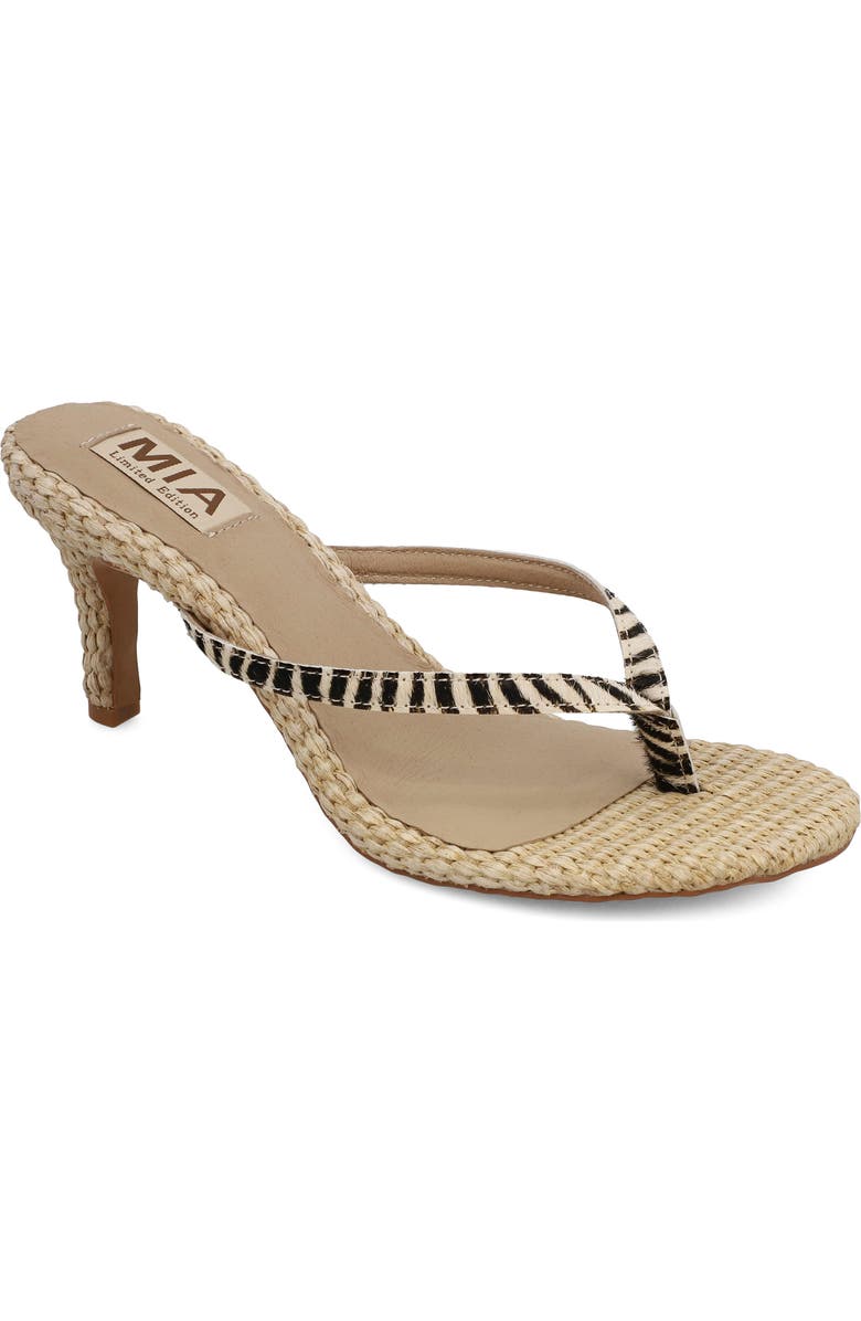 MIA Zania Genuine Calf Hair Sandal, Main, color, Zebra