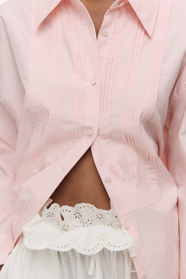 Bib-front Poplin Shirt, Alternate, color, Light pink