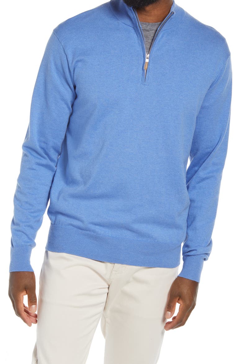 Crown Quarter Zip Pullover, Main, color, BLUE SEA