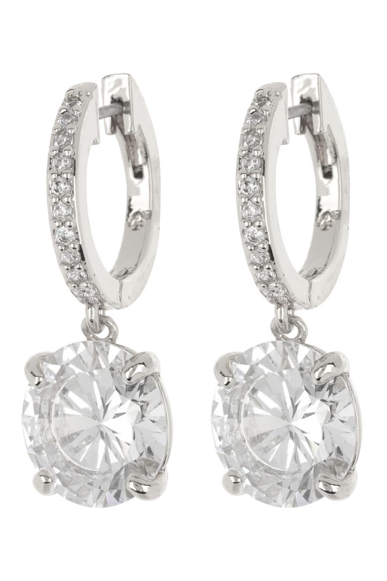 bright ideas drop earrings, Main, color, CLEAR/ SILVER