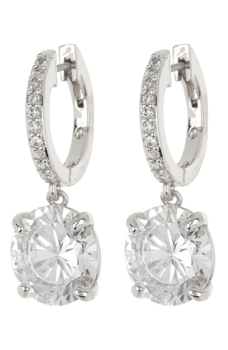 Kate Spade New York bright ideas drop earrings, Main, color, Clear/ Silver