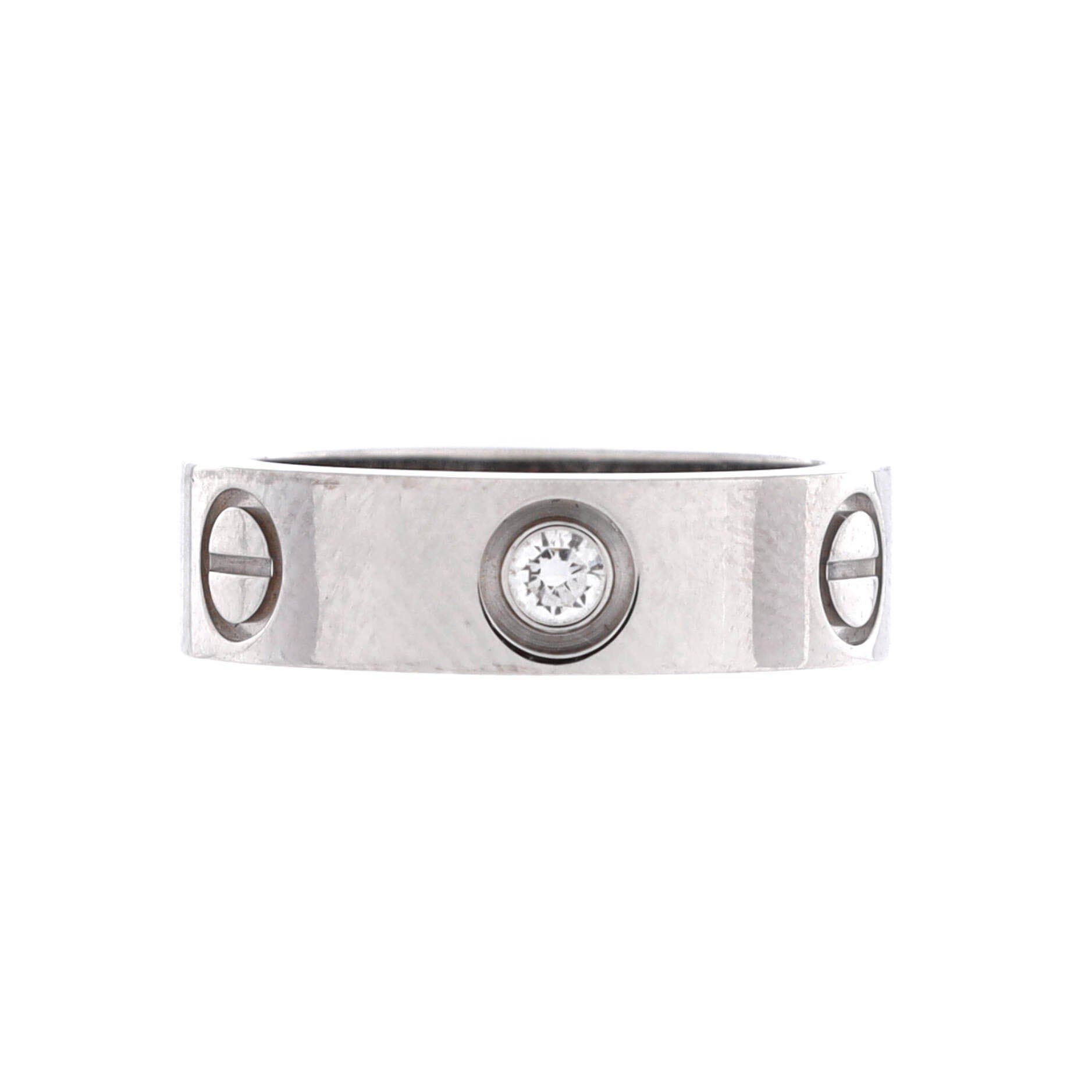 Love 3 Diamonds Band Ring 18K White Gold with Diamond, Main, color, Metallic Gold