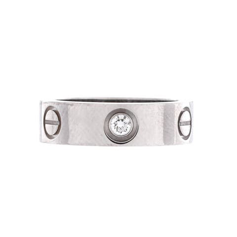 Love 3 Diamonds Band Ring 18K White Gold with Diamond