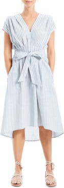 MAX STUDIO Stripe Tie Front Cotton Blend Dress