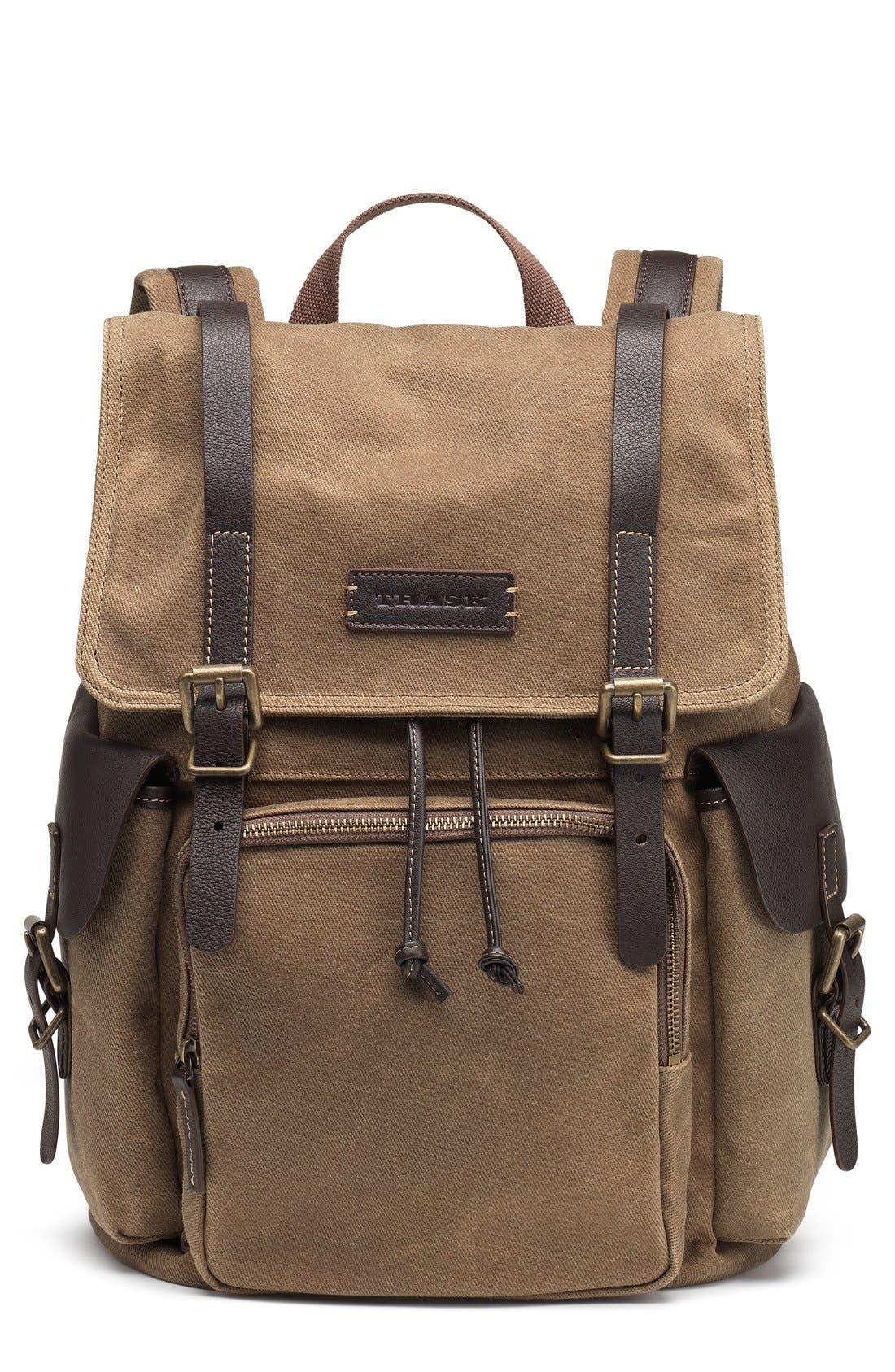 Trask 'Bridger' Waxed Canvas Backpack, Main, color, 