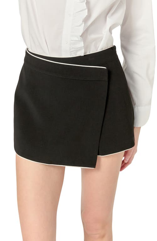 ENGLISH FACTORY ENGLISH FACTORY CONTRAST FAUX WRAP MINI SKORT