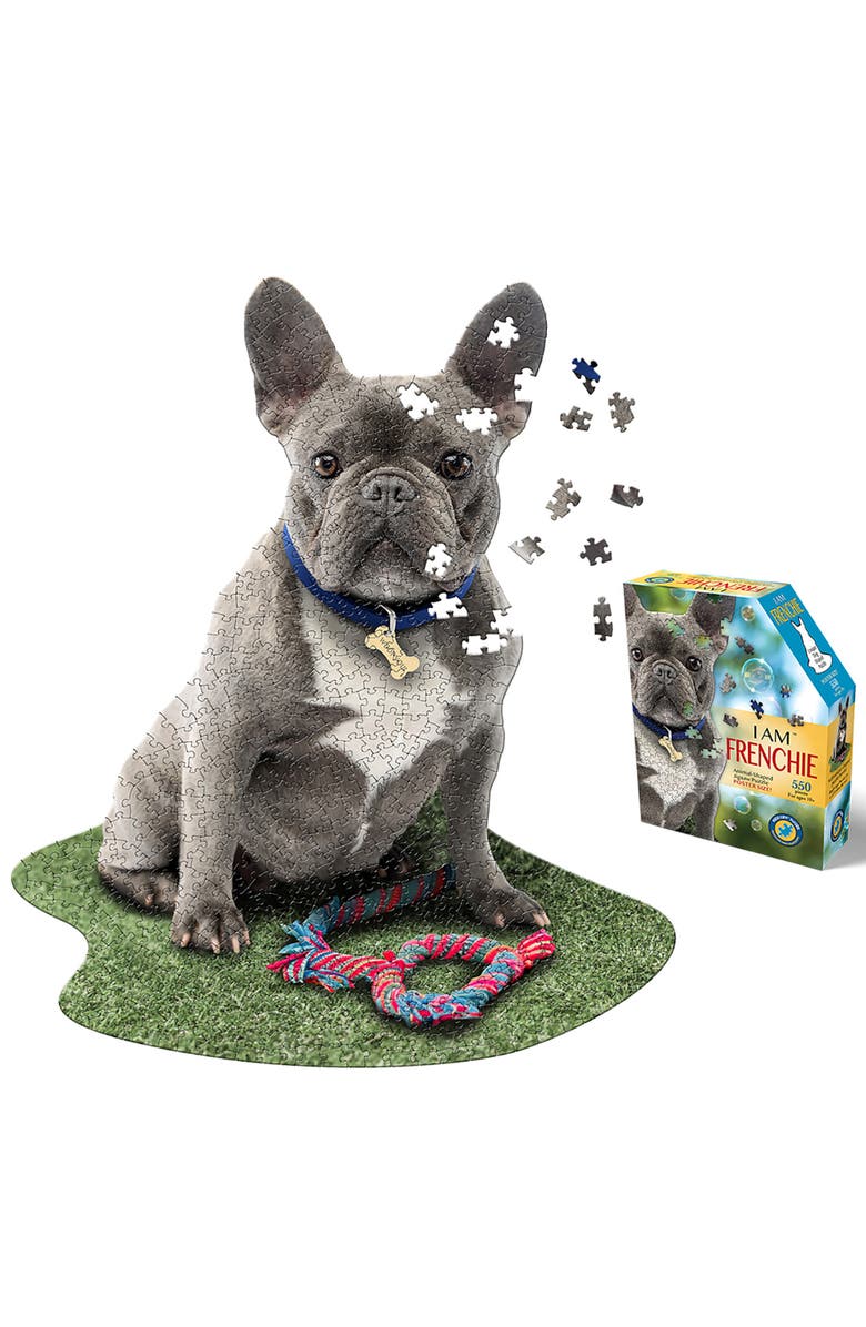 Madd Capp I Am Frenchie 550 Piece Puzzle Dog Shaped Animal Jigsaw, 25 X 30", Main, color, Multicolored