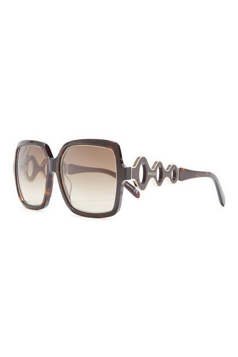 56mm Square Sunglasses, Alternate, color, DARK HAVANA GRADIENT BROWN