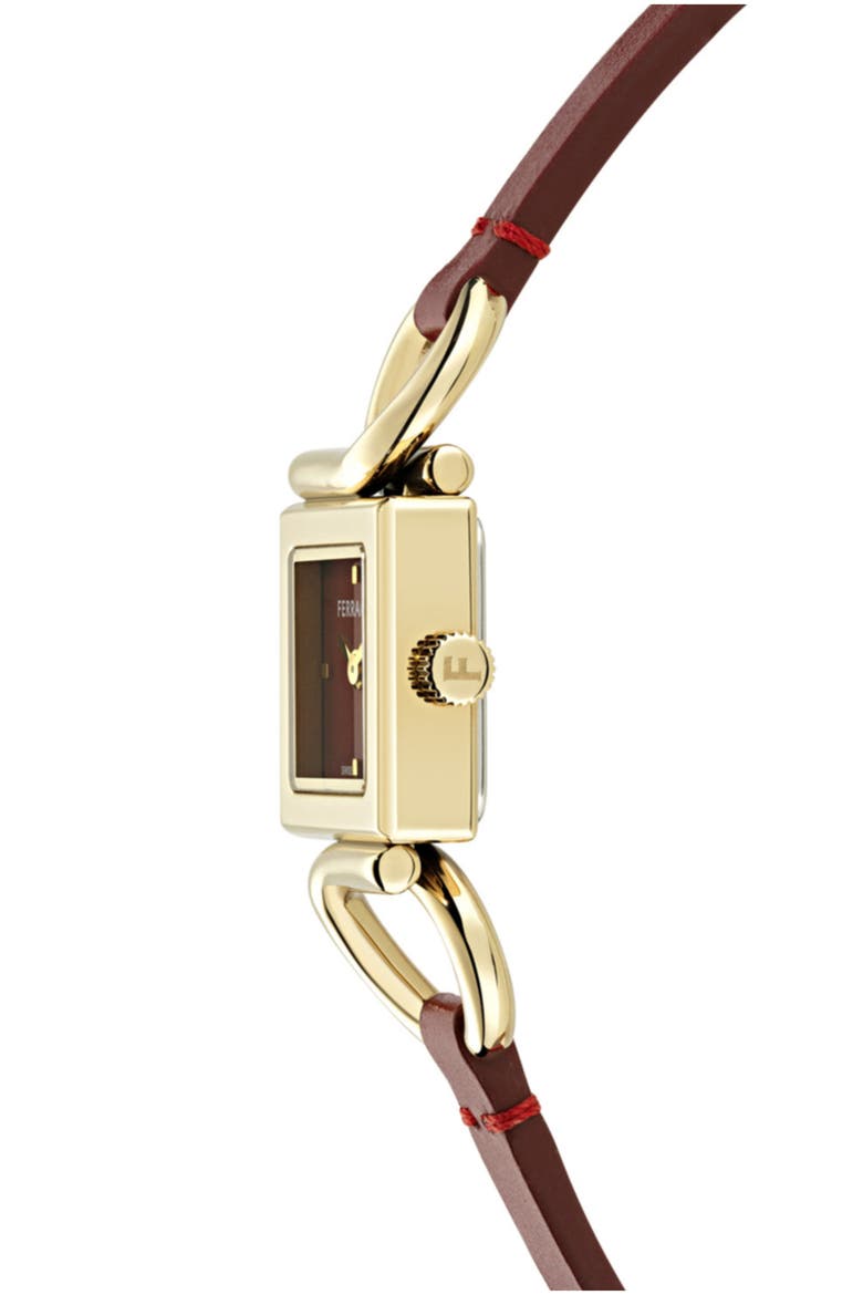 Gancio Evo Double Wrap Leather Strap Watch, 18mm, Alternate, color, IP YELLOW GOLD