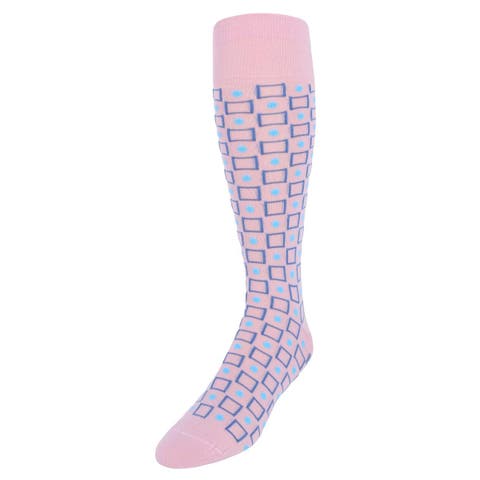 Aurelien Square and Circle Patterned Mercerized Cotton Mid-Calf  Socks