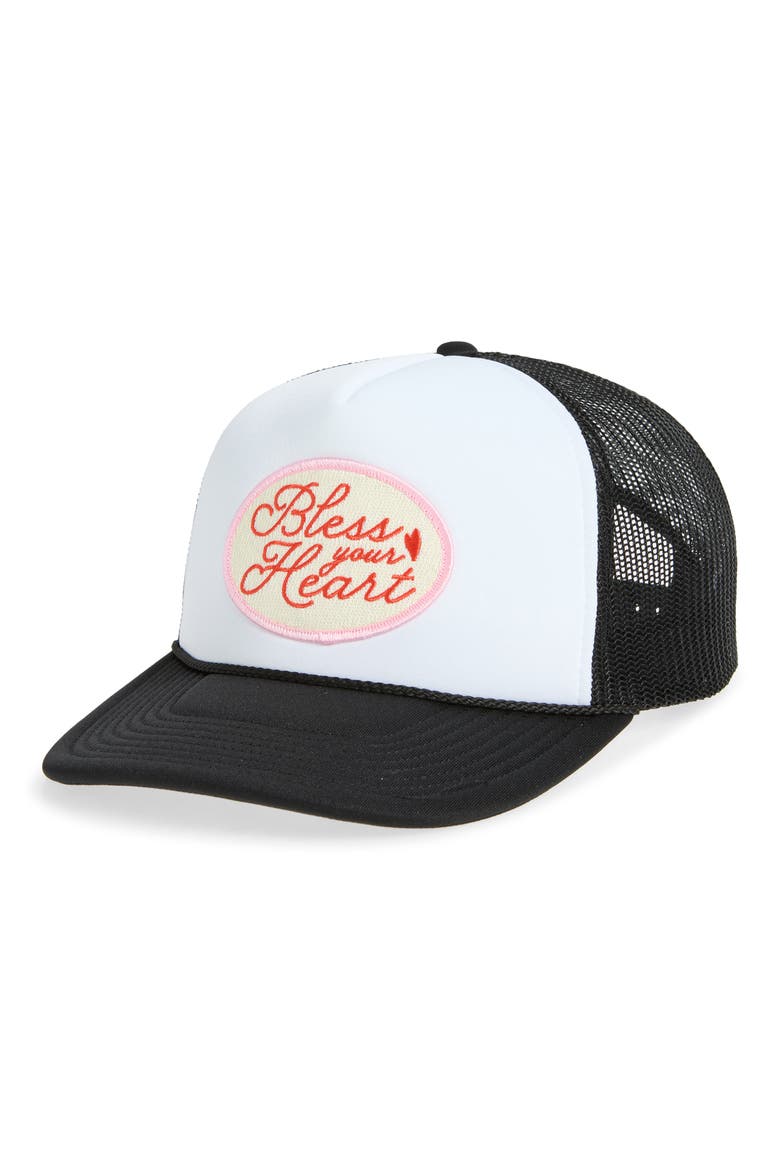 Bless Your Heart Trucker Hat, Main, color, BLACK/ WHITE