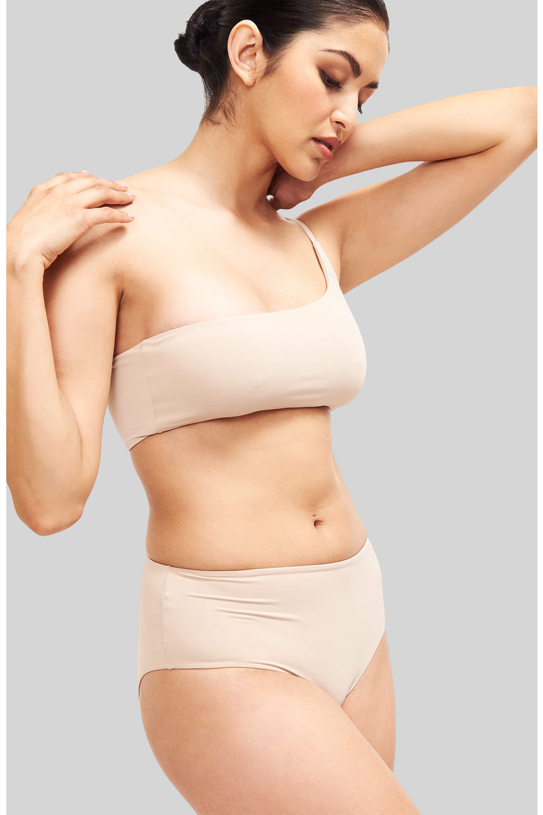 Serena One Shoulder Bikini Top, Alternate, color, Camel