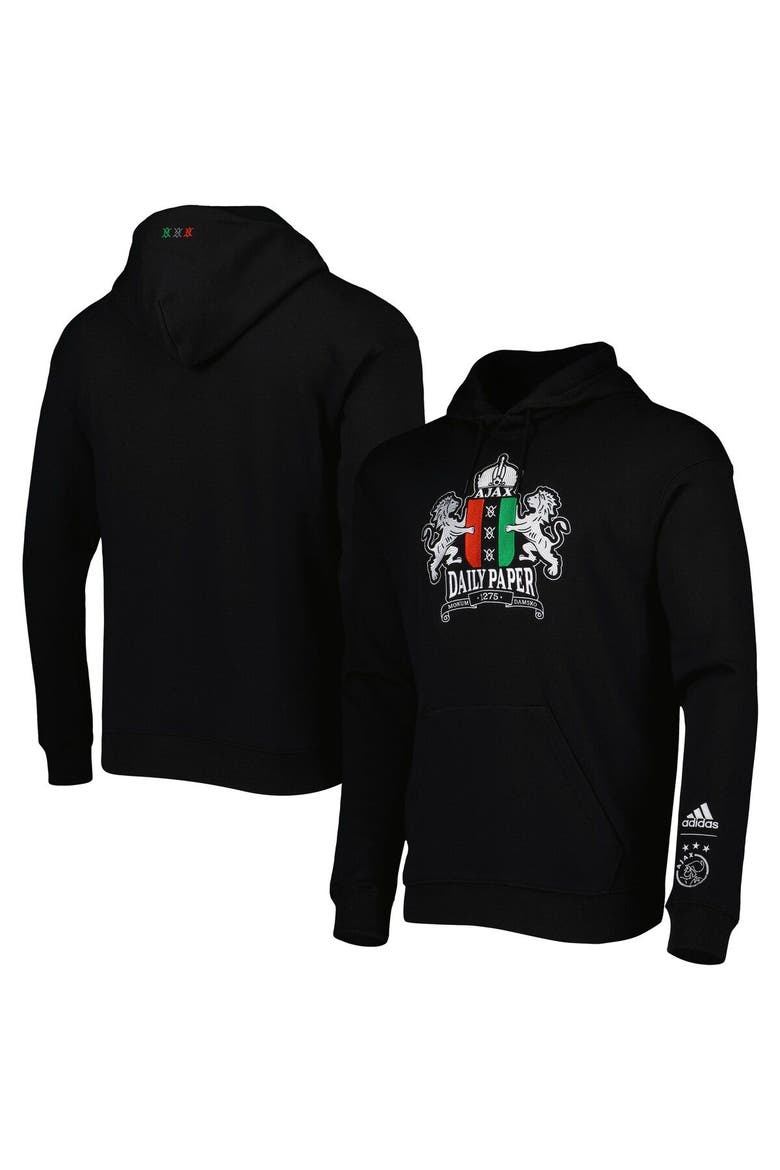 Men's adidas Black Ajax Daily Paper Pullover Hoodie, Main, color, Black
