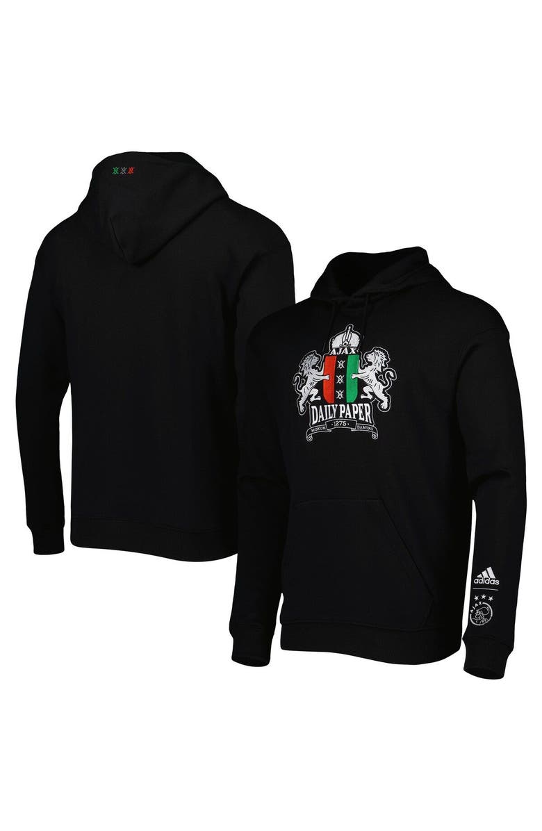 adidas Men's adidas Black Ajax Daily Paper Pullover Hoodie, Main, color, Black