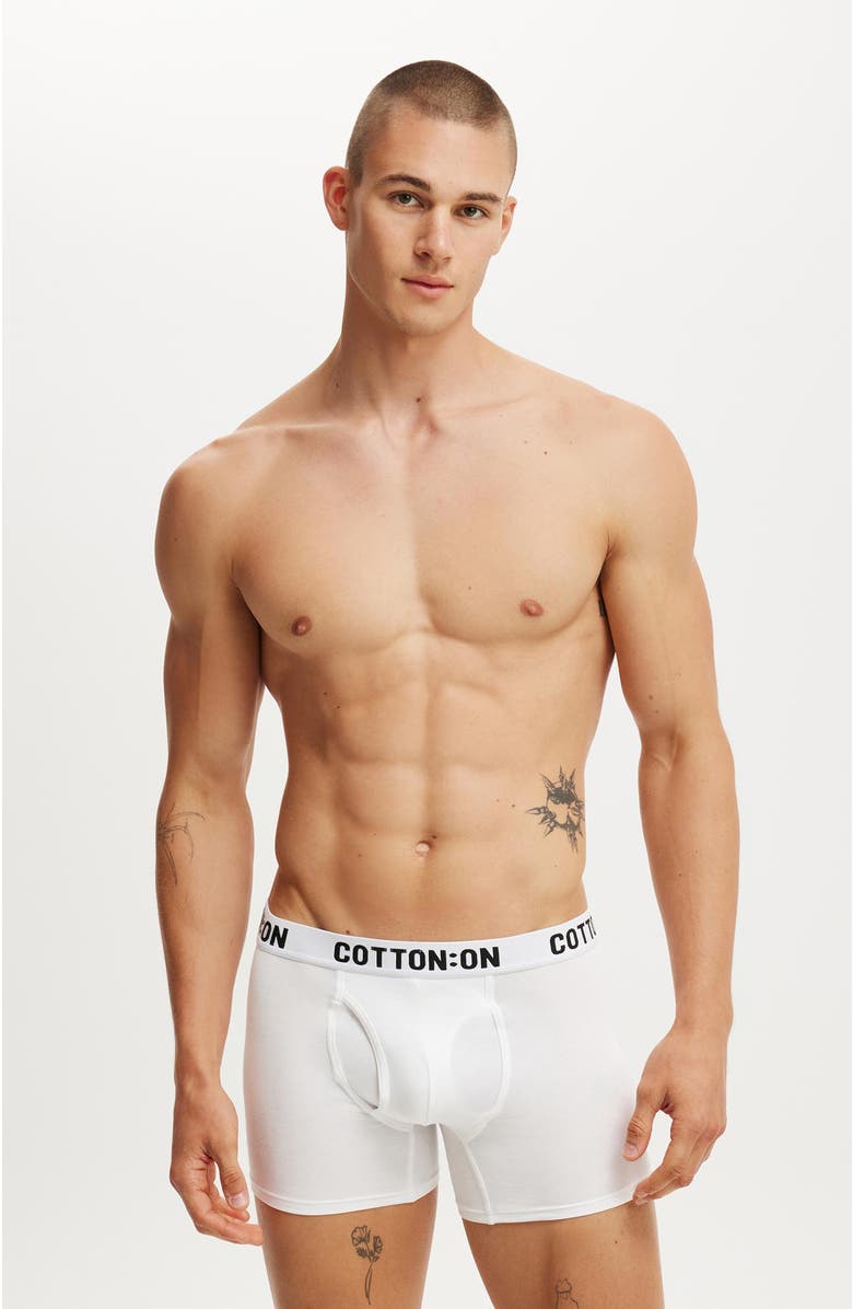 Cotton On Men's Mens Organic Cotton Trunks, Alternate, color, White White Black