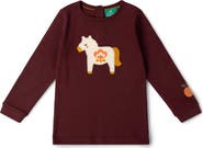 Little Green Radicals Folk Horse Applique Long Sleeve T-Shirt
